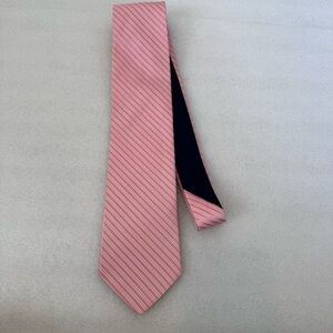 Tommy Hilfiger Pink and White Striped Tie